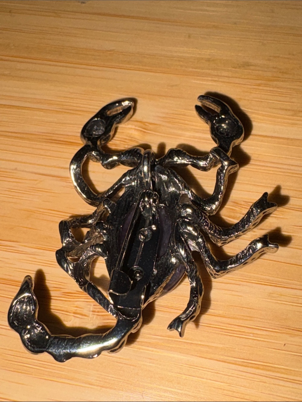 Amethyst Scorpio Scorpion Brooch Silver Metal Zodiac - Picture 4 of 7